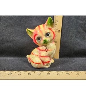 Vintage Kitsch Blue/Pink Momma Cat Brinns Made In Japan Great Shape Vivid Color